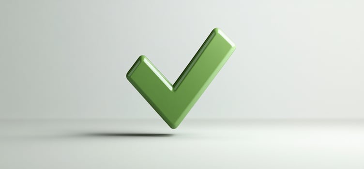 3D green checkmark symbol on white background. photo