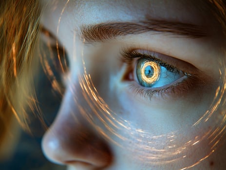 Closeup of woman's eyes with swirling light effect. photo
