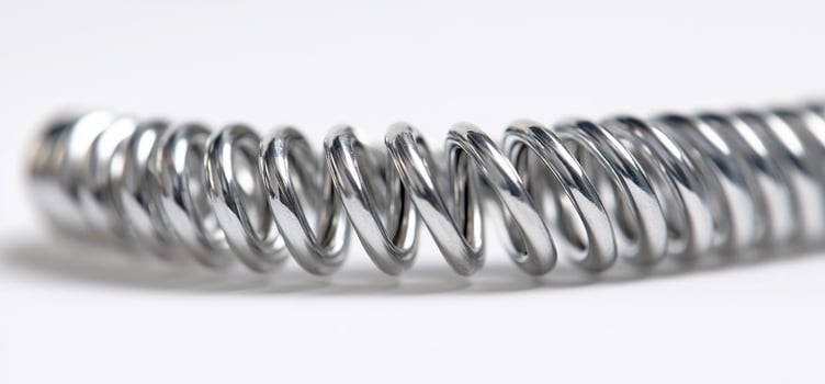 Closeup of a shiny metallic coil spring. photo