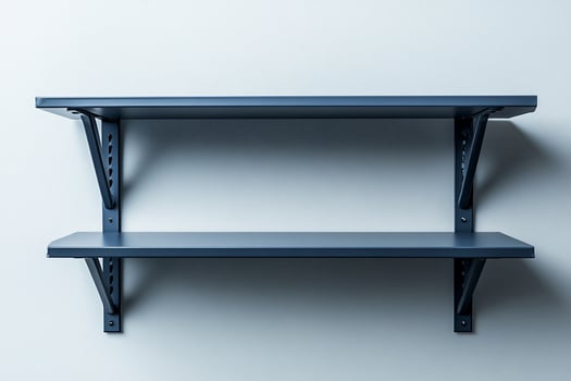 Empty dark gray twotiered wall shelf. photo