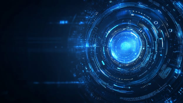 Abstract glowing blue digital technology circle. photo