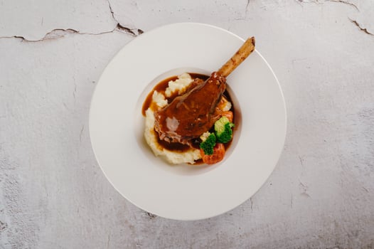 Roasted Lamb Shank with Creamy Mashed Potatoes and Gravy photo
