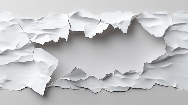 Torn white paper with hole, textured background. photo