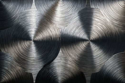 Close-up of metallic vinyl records with concentric grooves photo