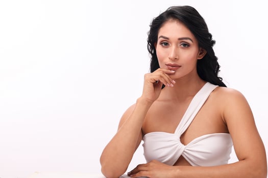 Elegant Woman Showcasing A Stunning Look And Pose photo