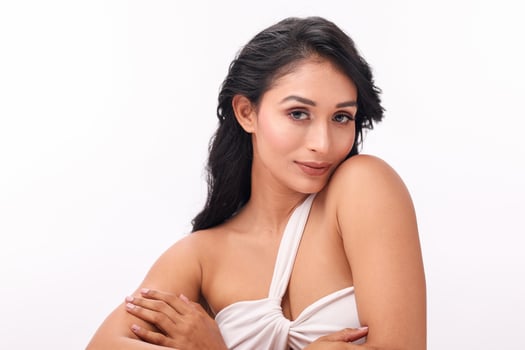 Elegant Model Showcasing Beauty In A Studio photo