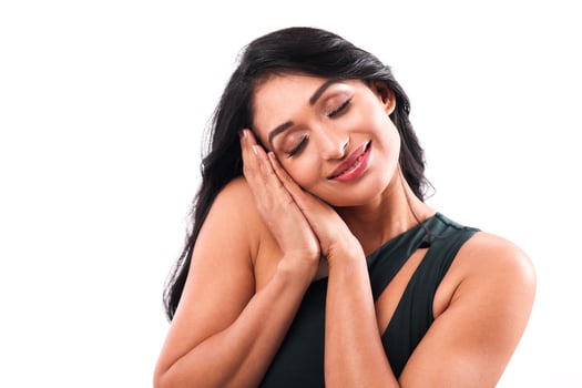 Stylish Female Making Sleep Gesture photo
