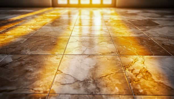 A room with sunlight shining through the window photo