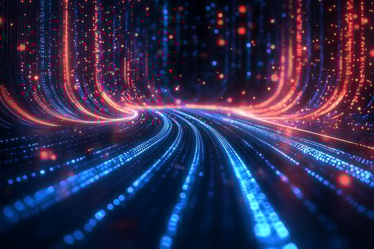 Abstract glowing lines and particles forming a dynamic, futuristic pathway. photo