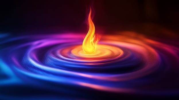 Abstract vibrant flame rising from swirling water. photo