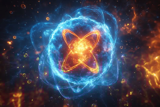 Abstract glowing orb with energy streams. photo