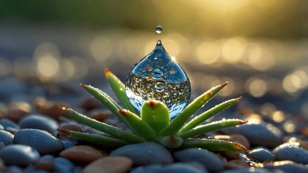 Water droplets on a succulent plant photo