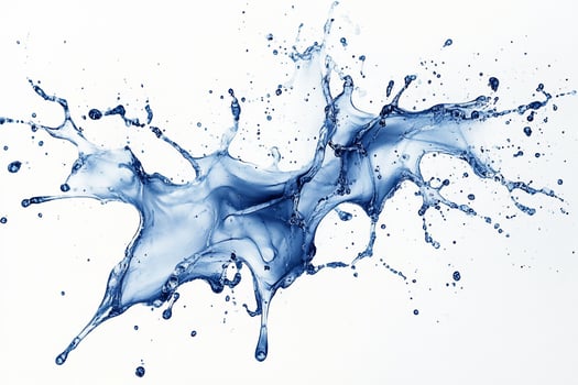 Dynamic splash of blue water isolated on white. photo