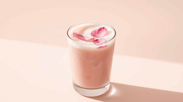 Pink Rose Petal Latte Refreshing Beverage Photography for Menu Blog or Website Beverages photo