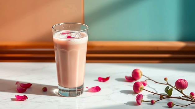 Rose Petal Iced Latte Refreshing Beverage Photography Beverages photo