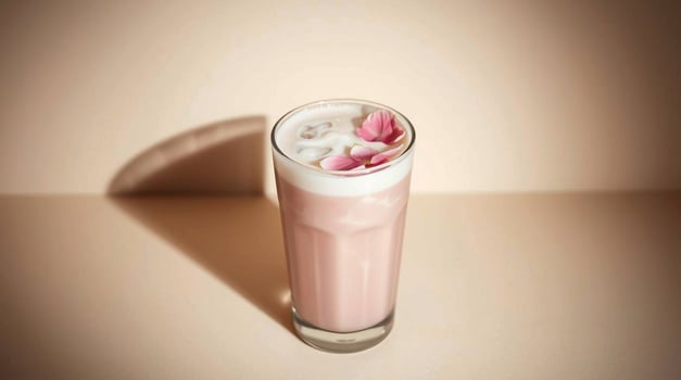 A pink drink with a flower in it photo
