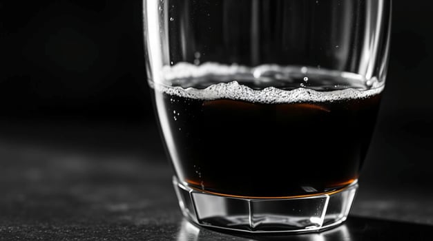 A glass of soda with a black background photo
