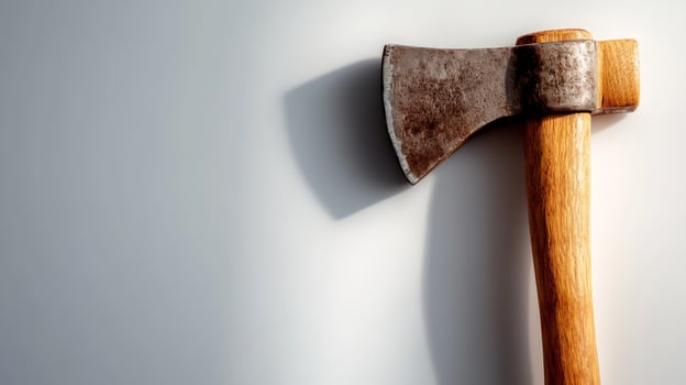 Rustic Hand Axe on White Background photo