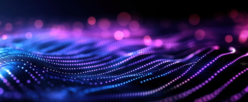 Abstract Purple and Blue Wave of Light Particles photo