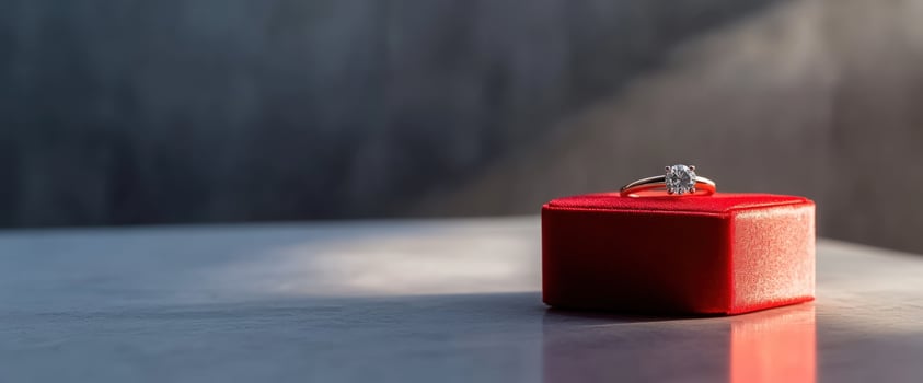 Solitary Diamond Ring in Red Velvet Box photo