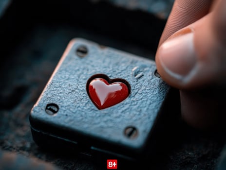 A Red Heart on a Dark Surface A CloseUp Shot of a HeartShaped Object on a Metal Box. photo