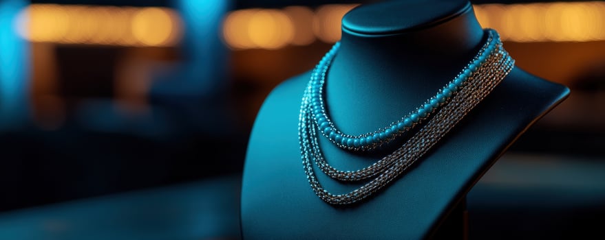 Elegant Turquoise and Silver Necklace on Display photo
