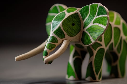 Green Leaf Elephant Wooden Toy Figurine photo