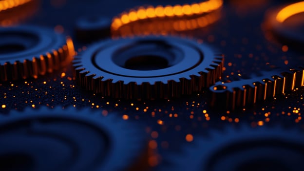 Intricate Gears in Dark Ambiance A Mechanical Marvel photo