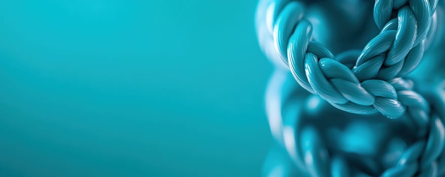 Abstract Teal Rope Texture A CloseUp Study of Intertwined Strands photo