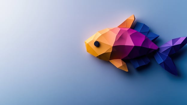 Abstract Polygonal Fish A Colorful LowPoly 3D Render photo