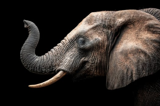 Close-up of an elephant's head against a black background photo