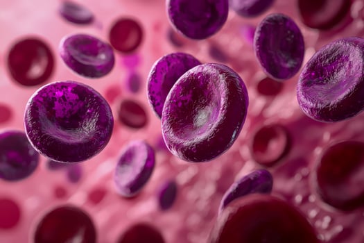 Close-up of purple blood cells in the bloodstream photo