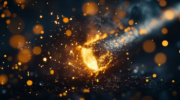 Dynamic energy emitting glowing particles abstract background photo