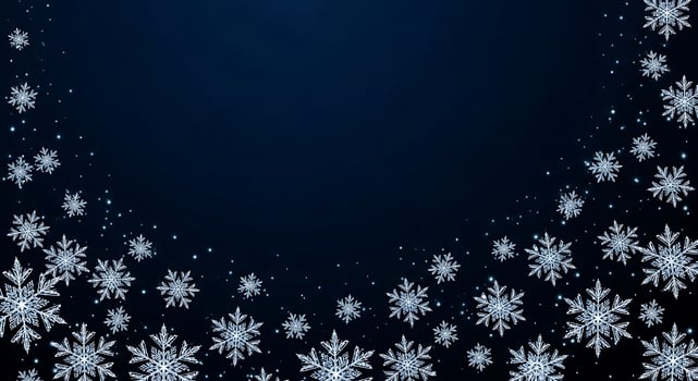 Enchanting snowflake display with a dark blue backdrop festive winter scene photo