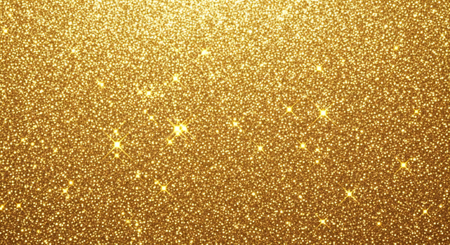 A textured background featuring small sparkling gold glitter particles with bright starburst highlights photo