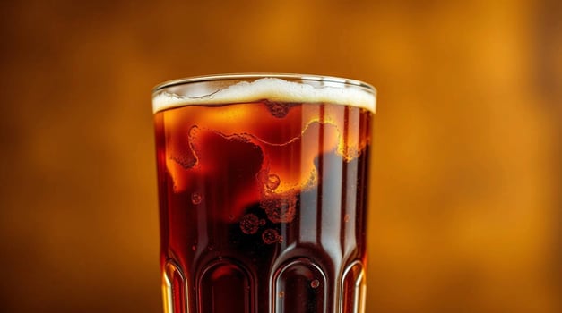 A glass of iced coffee on a wooden table photo