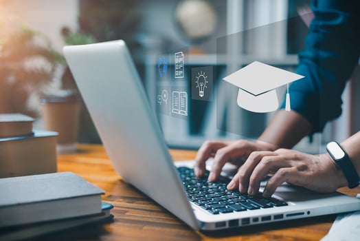 E-learning education, lessons and online webinar. digital training course for student. Education internet technology. E-learning, online education for student, university concept. photo