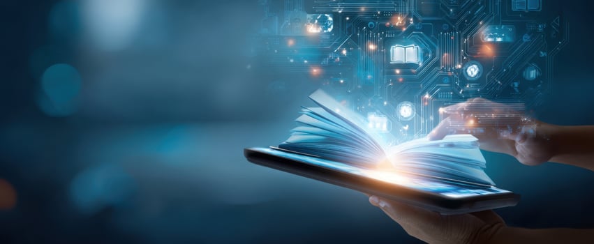 The Digital Book Displaying Knowledge Through Interactive Technology photo