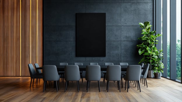 Modern Conference Room Interior Design Dark Elegance and Minimalism photo