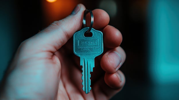 A Hand Holding a Key Symbol of Access, Opportunity, and New Beginnings photo