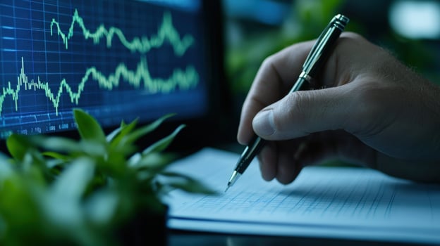 Analyzing Market Trends A CloseUp of Financial Data Analysis photo