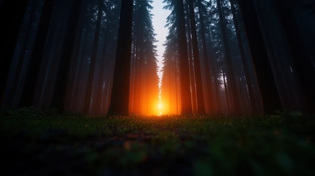 Sunlit Forest Path A Mystical Sunrise in the Woods photo