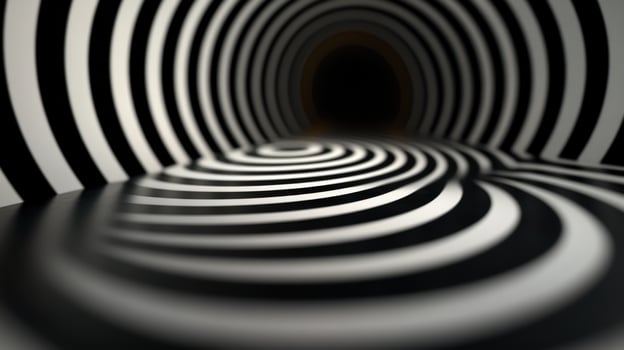 a black and white image of a tunnel with a white stripe photo