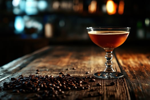Coffee Cocktail on Rustic Wooden Table photo