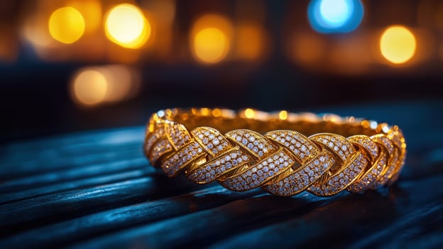 Luxury Gold Bracelet with Diamonds A CloseUp Shot photo