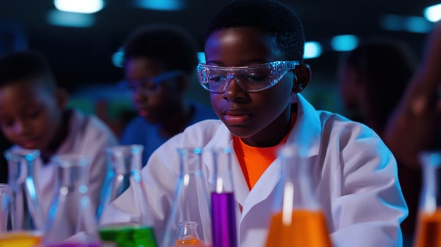 Young Scientist Conducting Experiments in a Lab photo