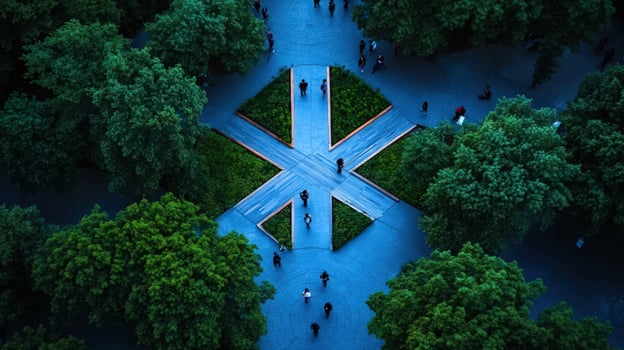 Aerial View of a Unique Urban Park Design photo