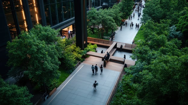 Elevated View of Lush Urban Oasis A Serene City Park Escape photo