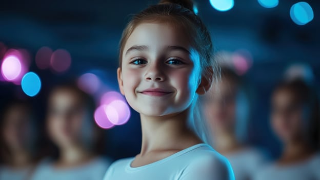 Adorable Little Ballerina in Blue Lighting photo
