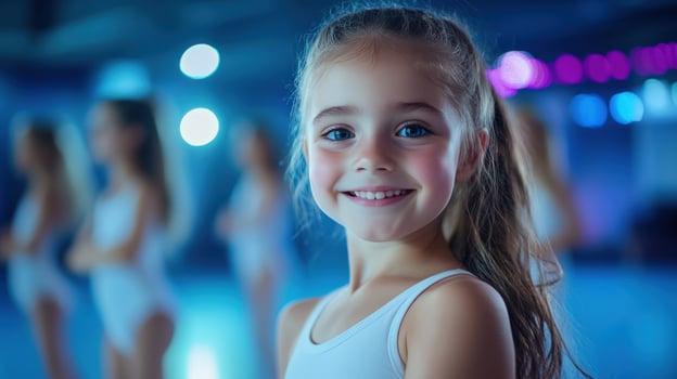 Smiling Young Ballerina in Dance Studio photo